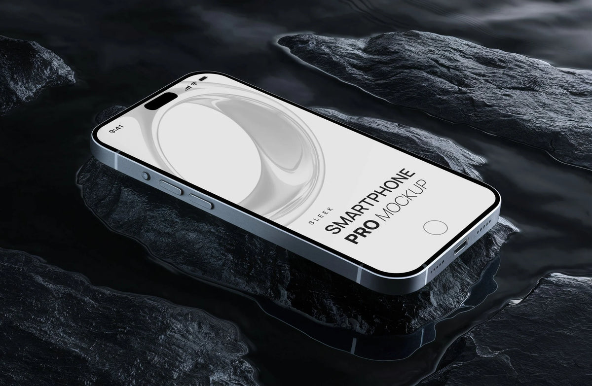 iPhone 15 Smartphone Mockup - Rooks and liquid product preview image 1