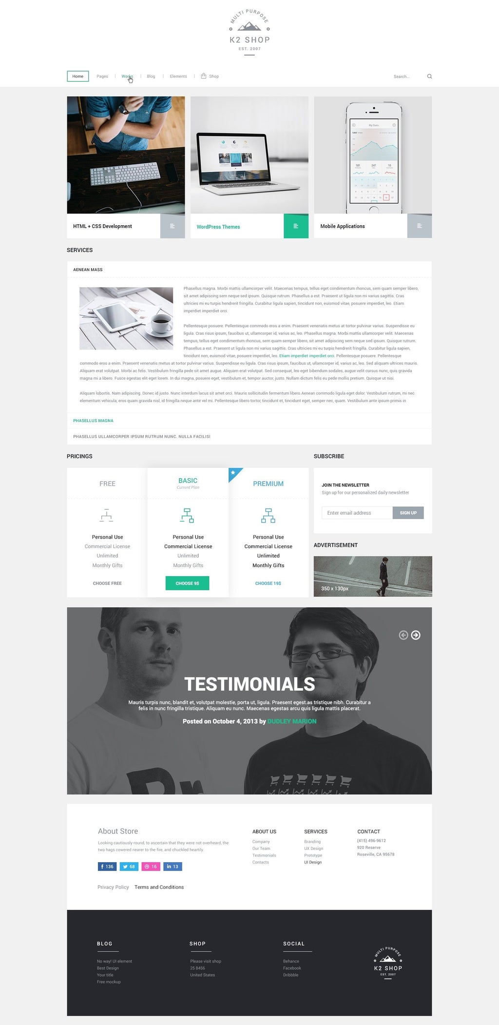 K2 multipurpose PSD website template product preview image 6