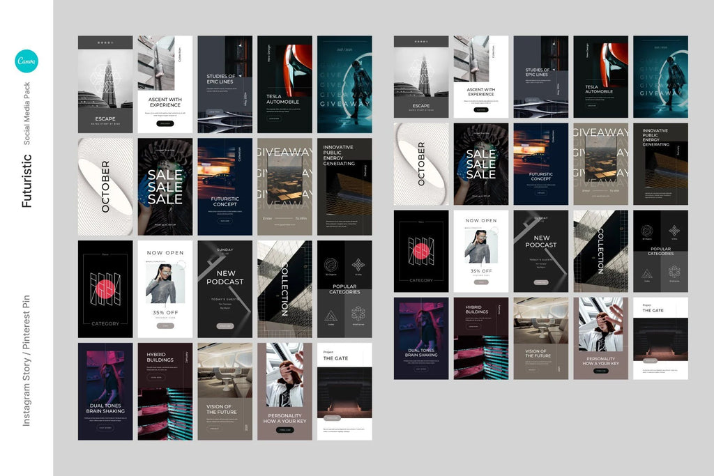 Canva Futuristic Social Media Instagram Templates | Unique Instagram and Pinterest Designs for modern and trendy look product preview image 5