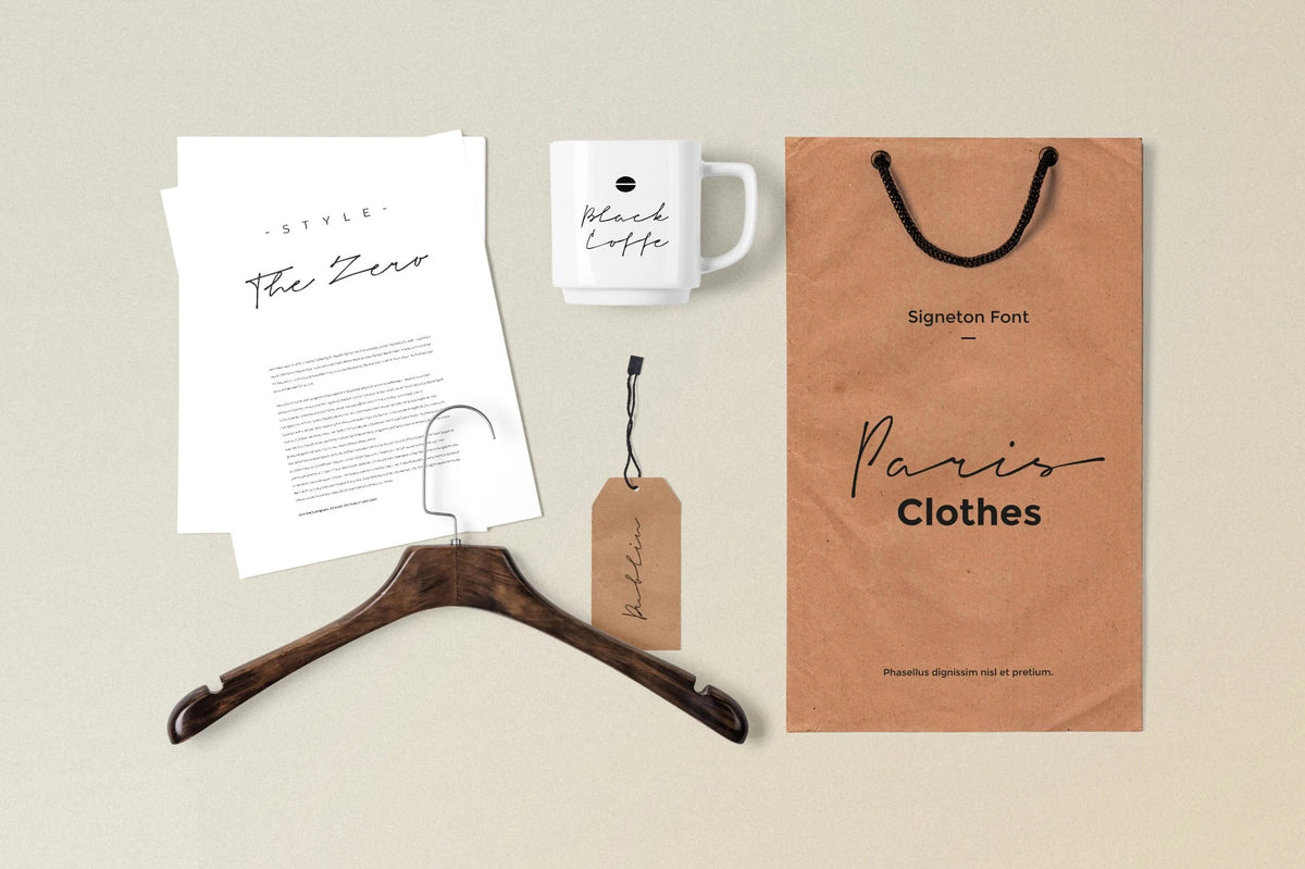 Signeton handwritten signature script font mockup showcase