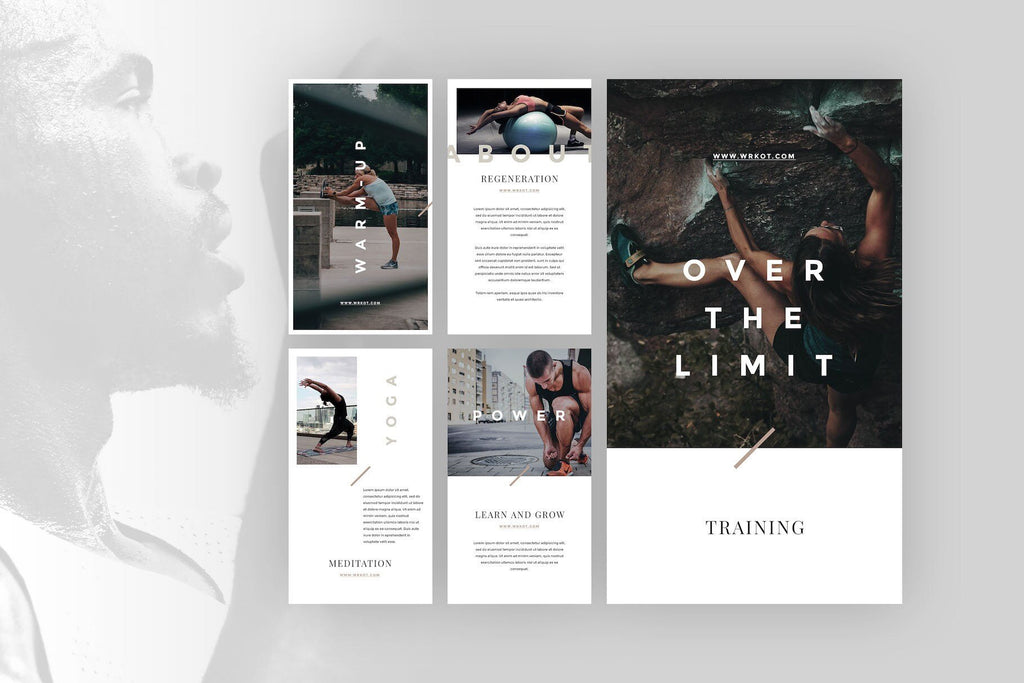 Workout Social Media - Powerful Canva Instagram Template, Gym Canva Post, Fitness Insta Templates, Crossfit Canva Moodboard, White Canva Kit product preview image 6