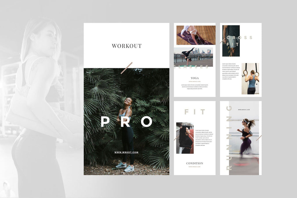 Workout Social Media - Powerful Canva Instagram Template, Gym Canva Post, Fitness Insta Templates, Crossfit Canva Moodboard, White Canva Kit product preview image 8