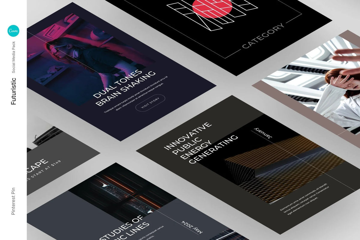 Canva Futuristic Social Media Instagram Templates | Unique Instagram and Pinterest Designs for modern and trendy look product preview image 3