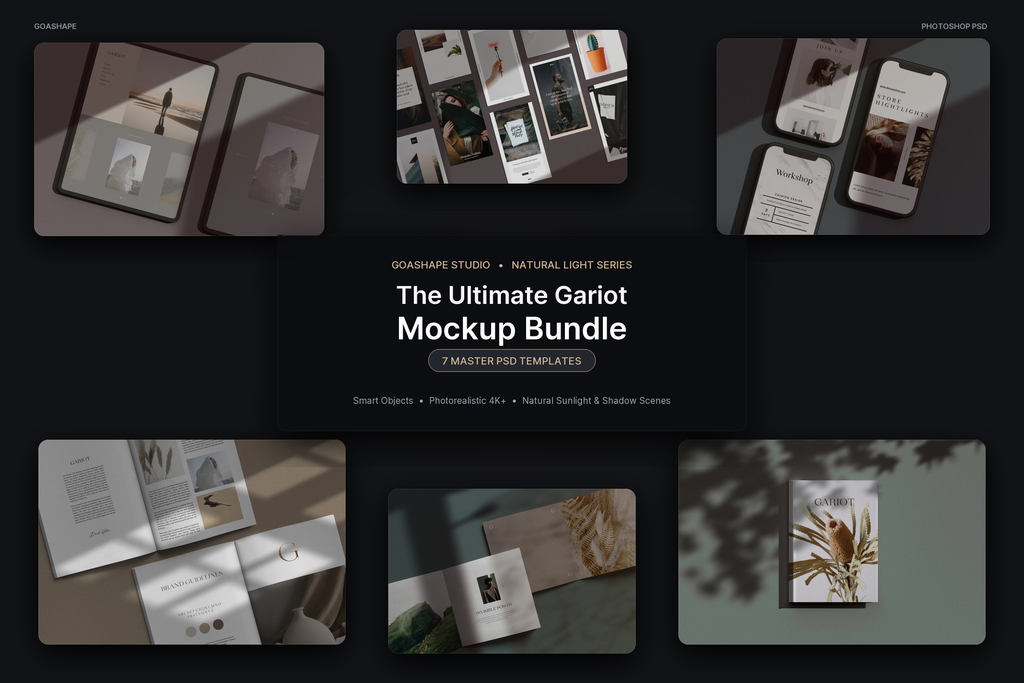 The Ultimate Gariot Mockup Bundle - 7 Natural Light Photoshop Mockups