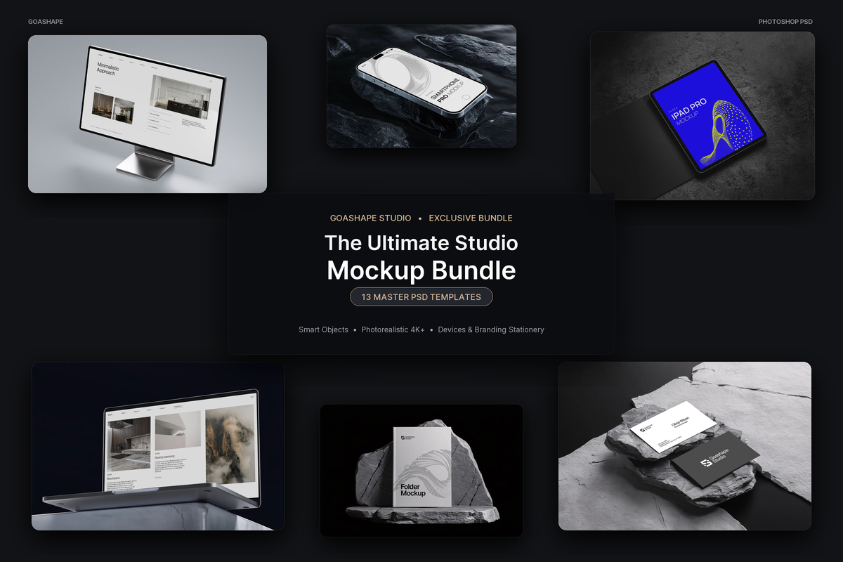 The Ultimate Studio Mockup Bundle - 13 All-in-One Devices & Branding Mockups